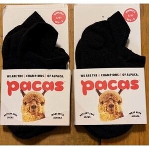 Pacas Womens Low Cut Alpaca Wool Blend Socks Black 2 Pairs Size S/M 5-8